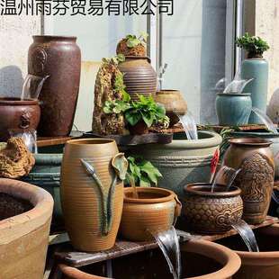 GVT摆流件陶瓷罐古法鱼过滤套瀑布器生态水循环水养鱼造缸景新古