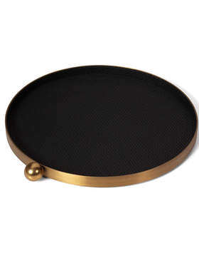 轻奢现代皮革圆形金属托盘客厅茶几收纳摆件酒店样板间售楼部摆设