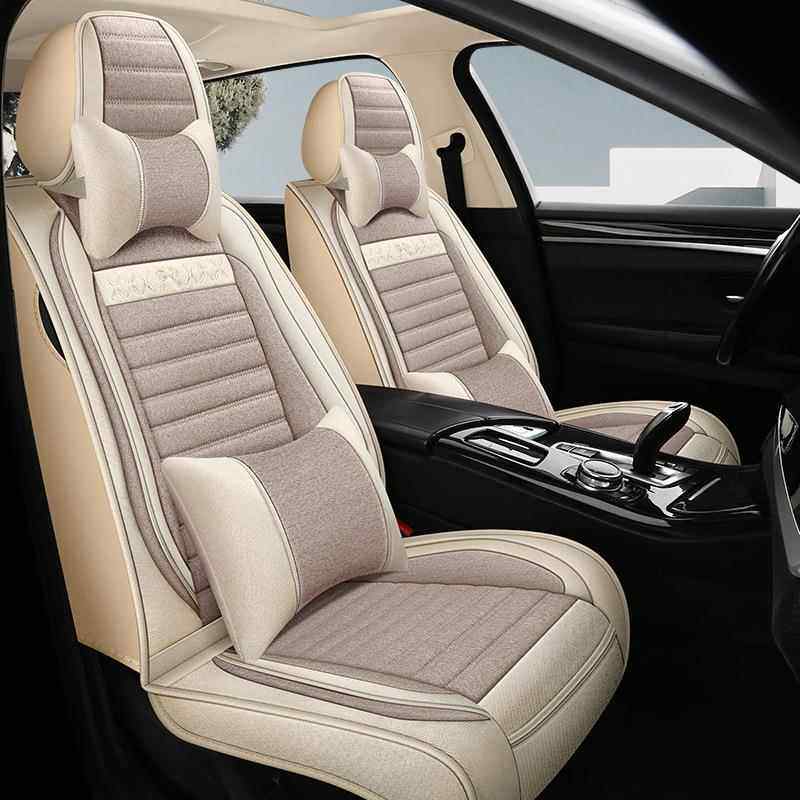 夏季全包围亚麻汽车坐垫四季通用汽车用品布艺座垫专用透气座椅套