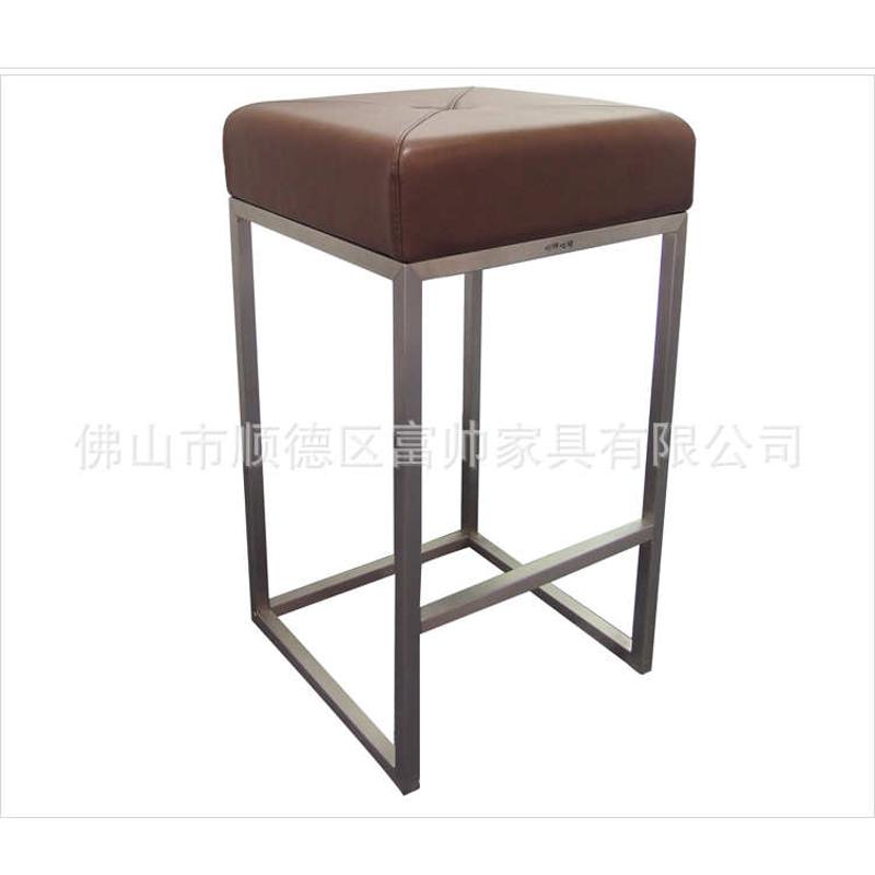 现代时尚拉丝不锈钢酒吧椅高脚椅吧台凳固定吧台椅