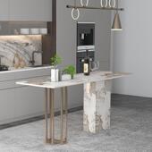 简约轻岩板多功能吧中台桌家用厨奢无品牌 房岛台台高脚长吧桌导