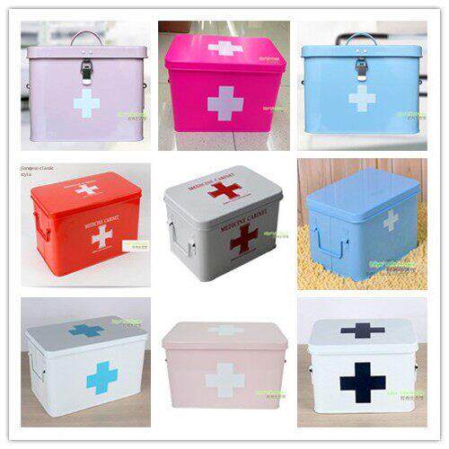 大中型家庭医药儿童保健急救多层金属可锁药箱化妆品杂项收纳箱