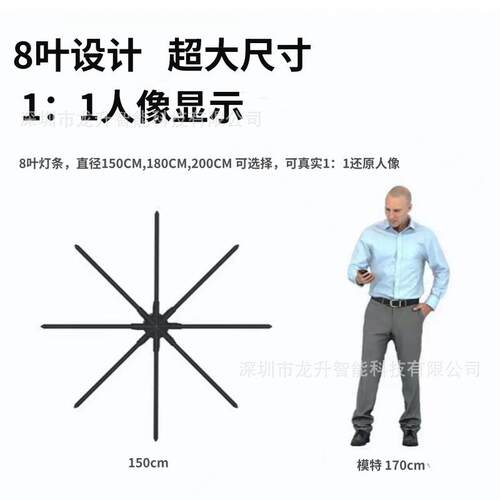 外贸爆款3D全息风扇广告机150CM超大尺寸 led旋转立体成像 高清WF