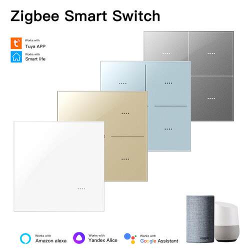 Zigbee 涂鸦APP智能控制零火版肤感玻璃面板场景全屋智能开关定时