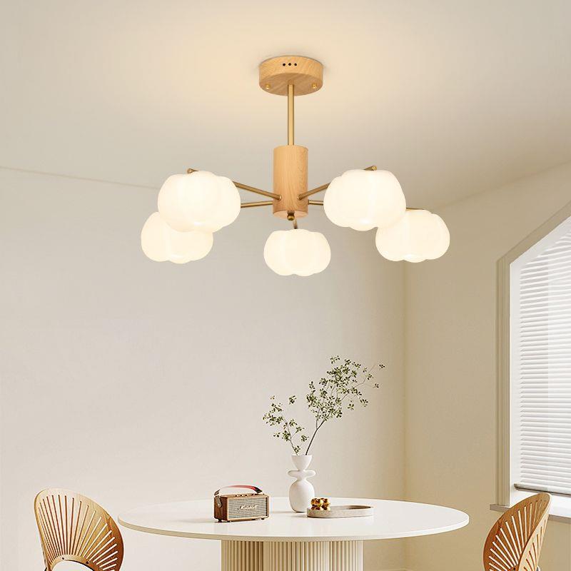 法简约客奶油现556代棉花吊灯厅主灯柿子餐厅卧式室20木25原新款