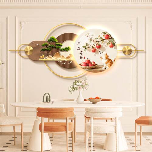 餐厅立体壁画装饰画氛围灯画高级感房间背景墙铝合金组合挂画