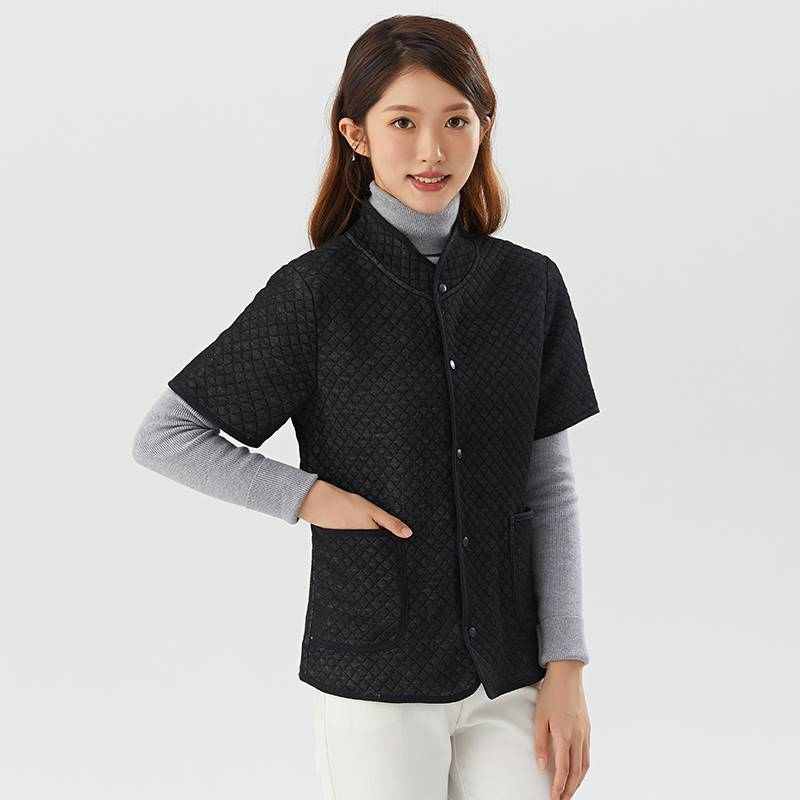 女士针织彩棉家居休闲舒适妈妈装透气保暖空调服短袖上衣79806