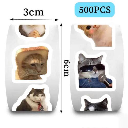 500pcs/roll Funny Cats MEME Cartoon Graffiti Stickers DIY Ph