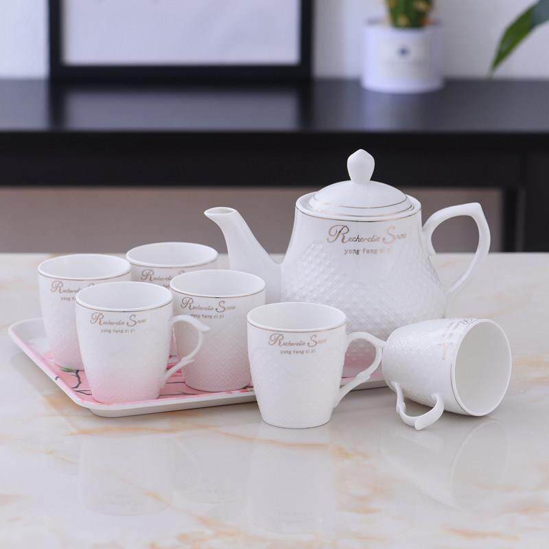 陶瓷水具套装耐热茶壶茶杯套装家用客厅大容量瓷凉开 水壶茶具简
