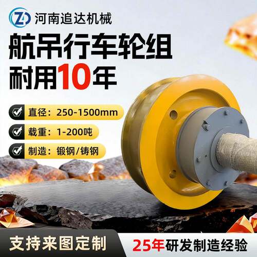 起重机行车轮行走轮水平滚轮铸造锻造平车轮对600行走车轮组