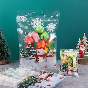 Christmas Transparent Plastic Cookie Bags Thickened Snowman