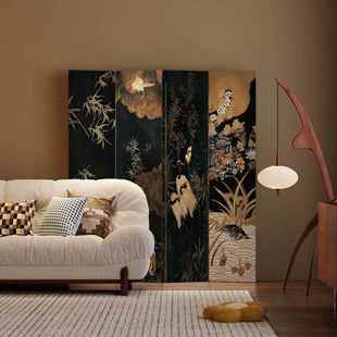 折 02动办室玄关遮挡中式 式 复古屏法风隔断客?厅现代可折叠移B01