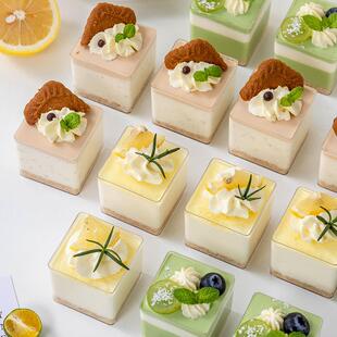 小方盒慕斯杯子 布丁杯 酸奶杯 木糠杯 全透明无盖 塑料小方盒定