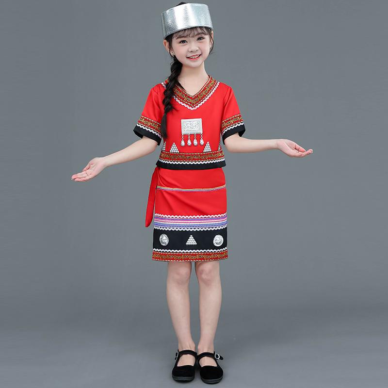 高档56民族佤族服装演出短成人儿童云南少数民女族民族风佤族裙个