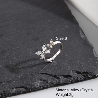 Butterfly ring opening rings镶钻蝴蝶戒指开 口可调节戒指关节