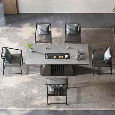 具哑10735光岩板镶乌金石茶盘茶办台灰公桌洽谈室茶桌子茶电磁炉