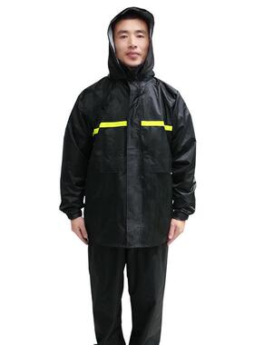 汉盾 HD-RAC013 带反光条双层防静电分体雨衣（春亚纺材质) 黑色
