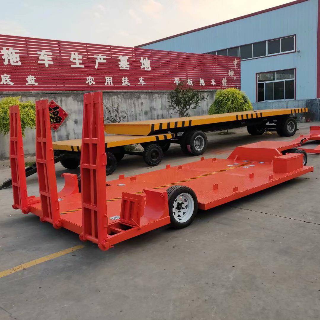 新款四轮牵引式无人机运输拖车货物托盘转运平板车低盘爬梯拖车