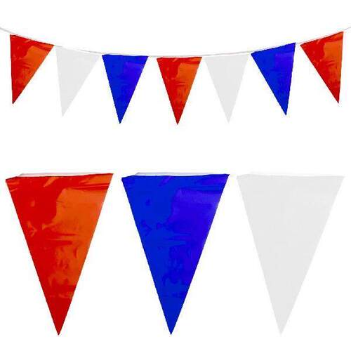 50 Flags 18m Red White Blue Banner Garlands Birthday