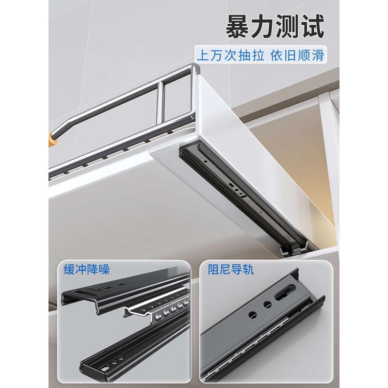 ///橱柜内碗碟收纳架厨房不锈钢碗架拉篮抽拉式碗盘沥水置物架
