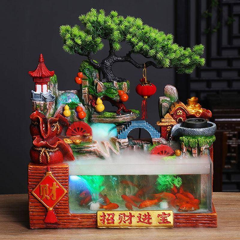 假山流水喷泉鱼缸摆件家用客厅循环水装饰招财风水轮开业乔迁送礼