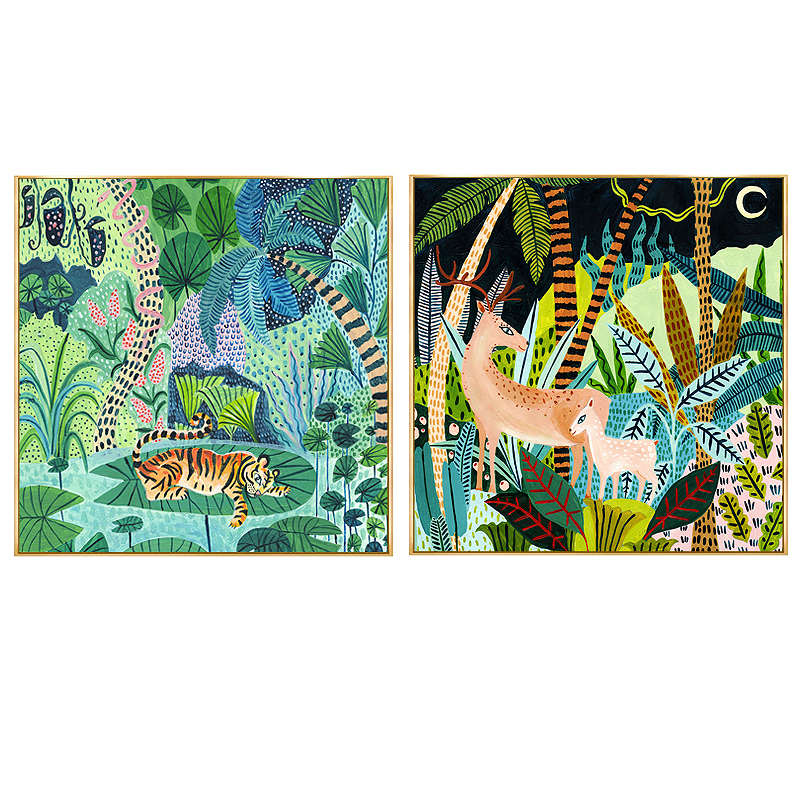 插画装饰画动物挂画客厅玄关餐厅画背景墙画儿童房画幼儿园画壁画图片