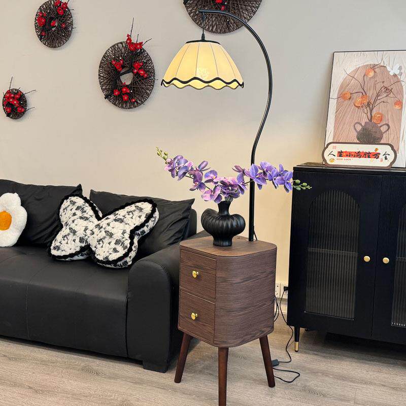 中古风卧复室落地254灯床头柜一体客厅沙发旁置台灯物立式氛围灯