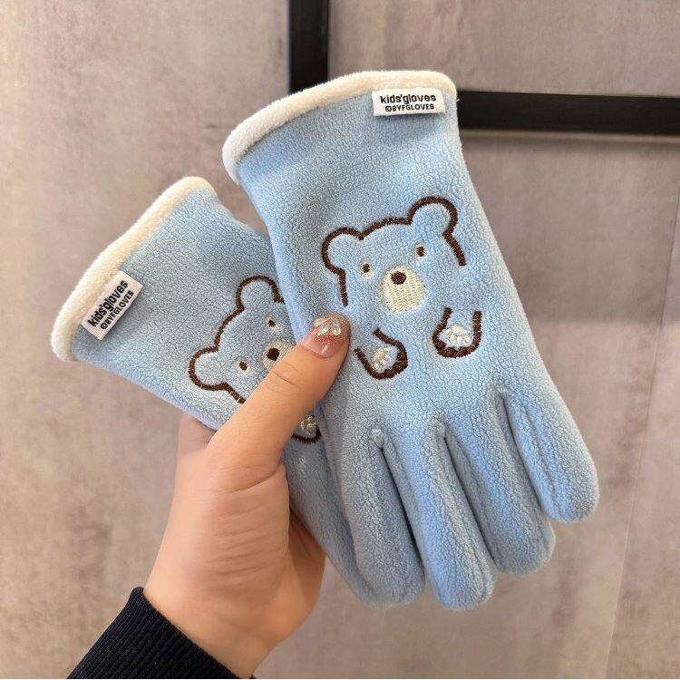 7-13岁儿童手套秋冬季保暖防寒男女童骑车加绒薄款小学生防冻五指