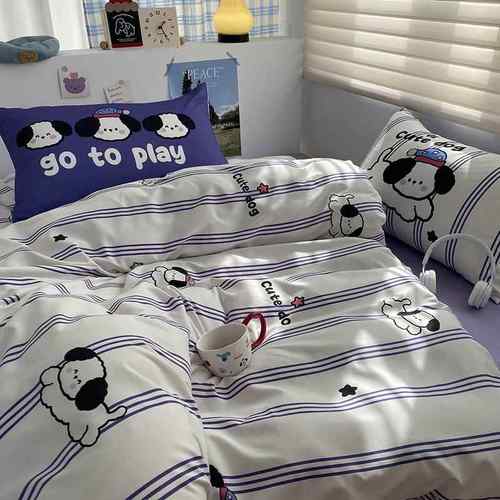 宿舍三件套四季简约可爱柔软水洗棉床上四件套被套罩笠宿舍三件套