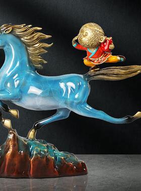 铜制马上封侯摆件马招财猴客厅玄关办公室摆设乔迁升职礼品发顺丰