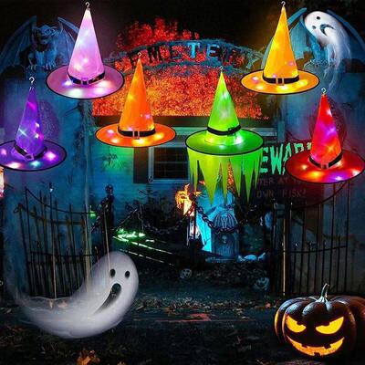 2pcHalloween Witch Hat Party Glowing Wizard Dancing Dressup