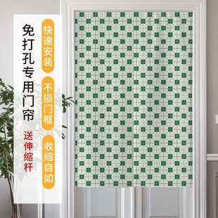 可爱猫咪门帘卧室卫生间厕所隔断帘子厨房免打孔遮挡布帘短帘挂帘