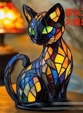跨境新款 猫咪树脂摆件 LED小夜灯艺术动物雕像创意家居桌面装饰