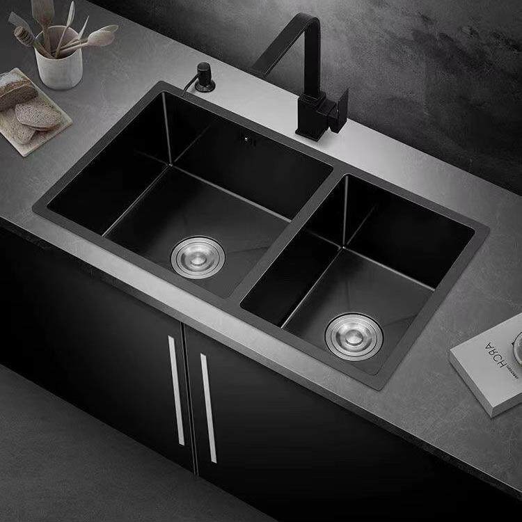厨房神器加厚304不锈钢水槽多功能黑色双槽大容量洗菜盆洗碗池