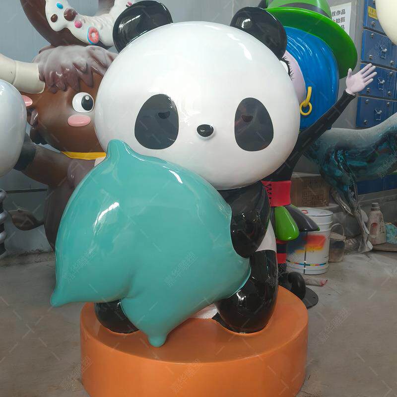 创意熊猫雕塑户外卡通玻璃钢古风摆件幼儿园商场大型落地动物装饰