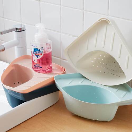 Triangle-shaped sink organizer, kitchen draining storage bas