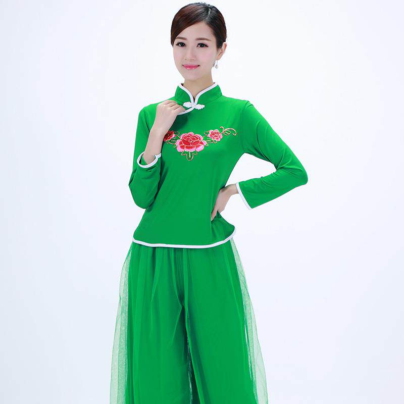 新款中国风秧歌长袖广场舞服装新款套装上衣中老年舞蹈服女成人舞