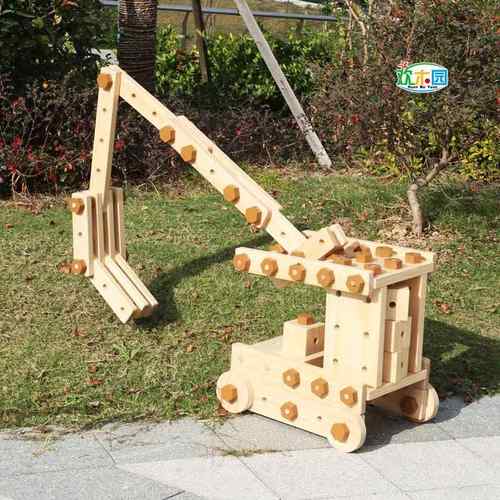 供应138粒木质大型飞机坦克模型拼图拼装手工儿童摆件玩具