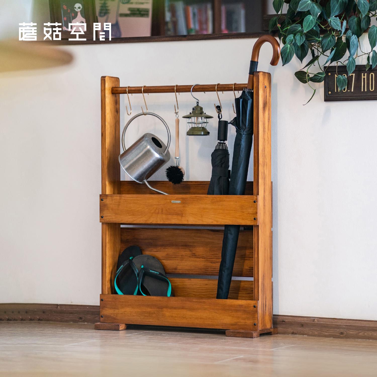 实木雨伞收纳层架家用门口玄关入户落地伞架杂物置物架子底部防滴