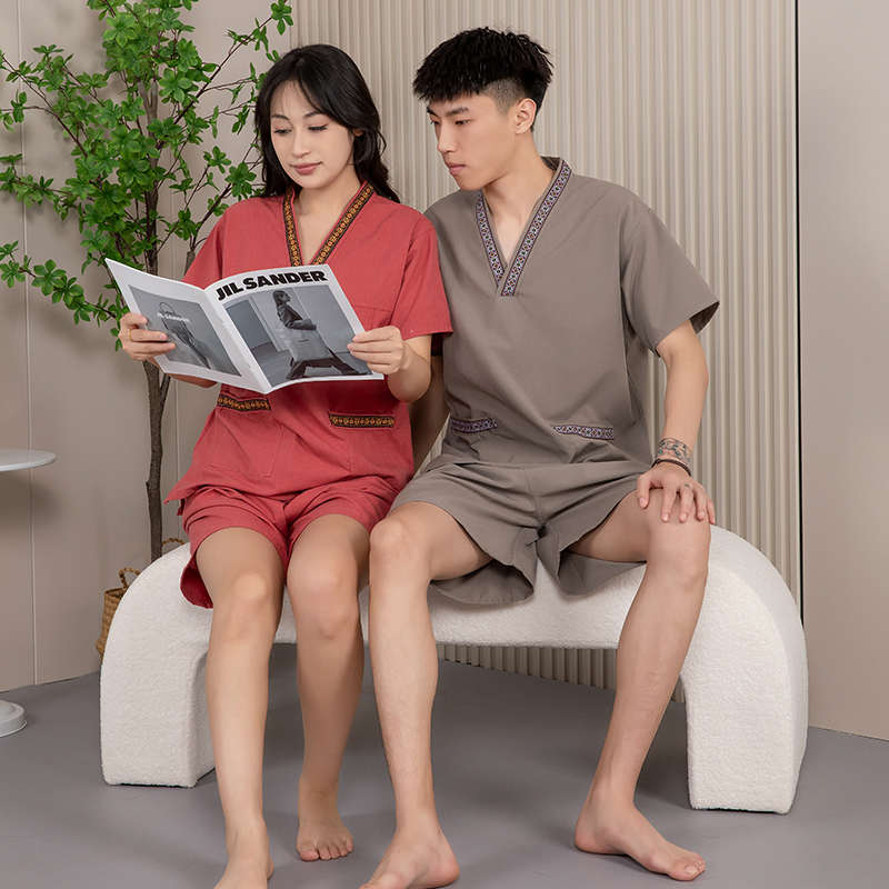 贡麻汗蒸服桑拿服大码男士桑拿服足疗洗浴温泉按摩服浴服养生睡衣