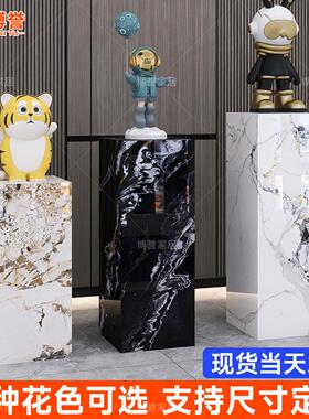 大理石摆件展示底座 岩板增高台轻奢风酒店装饰石墩立柱