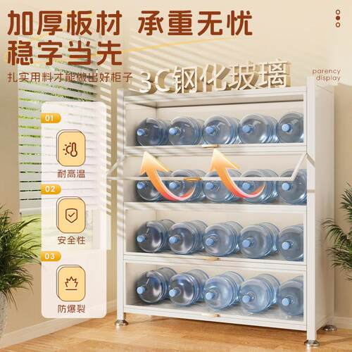 制钢书架带玻璃门儿童书柜防尘铁皮YM-MK-BL展示客柜厅阳台储物书