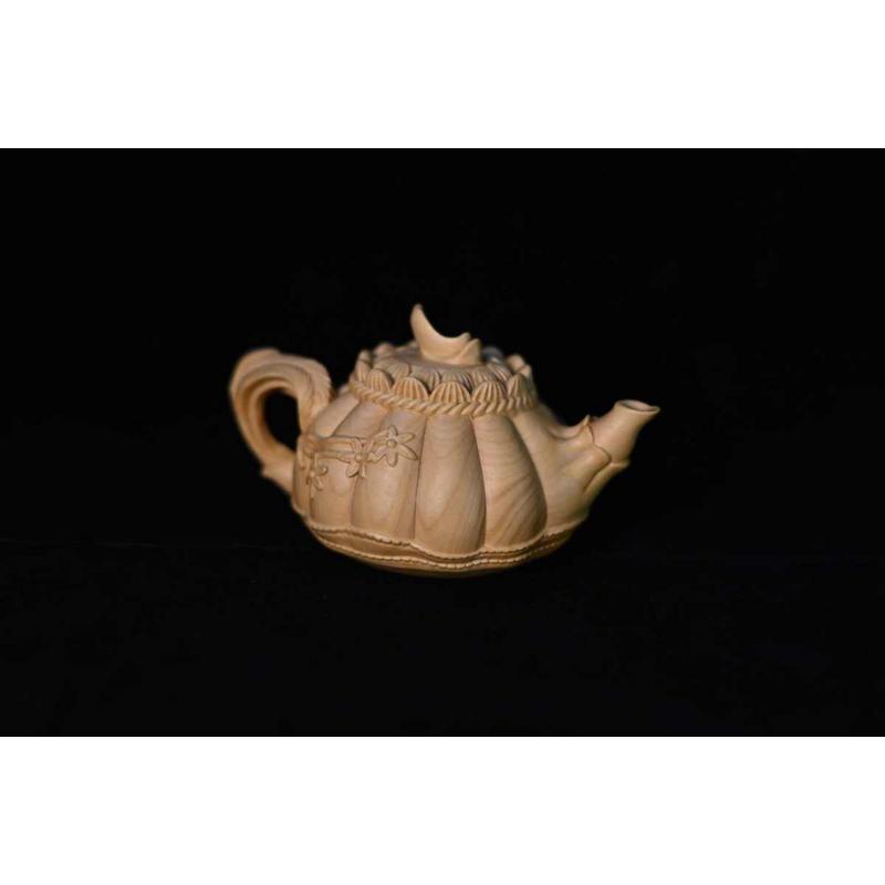 菊花壶文玩手把件实木工艺品小叶黄杨木雕木雕摆件茶宠摆件