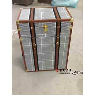 欧式时尚复古酒店水柜摆设百宝箱柜床头柜边几斗柜黑白格子功能柜