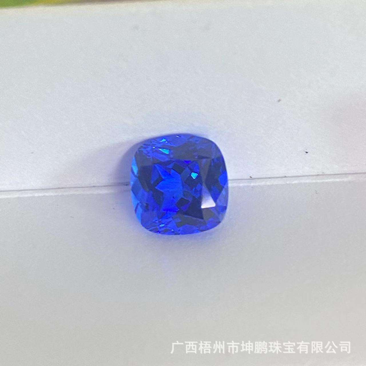 源头工厂矢车菊蓝肥正方实验室培育蓝宝石肥方天然底切割裸石戒面
