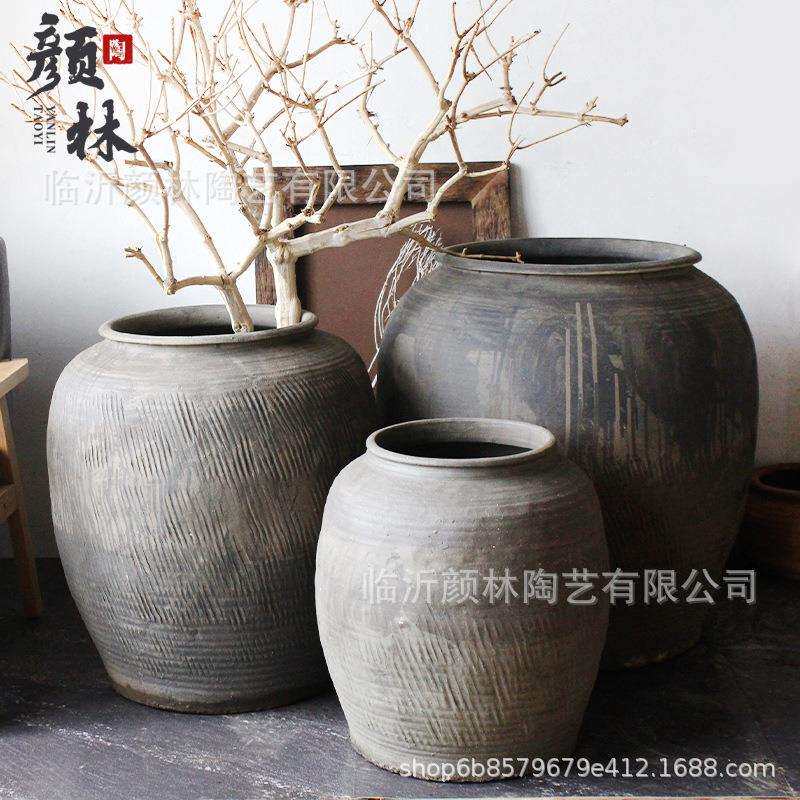 大陶罐落地花盆陶缸大号庭院老花盆粗旧陶仿古罐子古董水陆翁缸