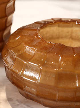 简约现代方块几何磨砂玻璃花瓶摆件样板间客厅玄关桌面插花器软装