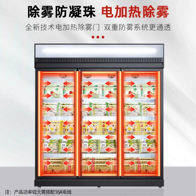 格菱立式冷冻柜商用肉类榴莲展示柜超市牛羊肉速冻柜三门雪糕急冻