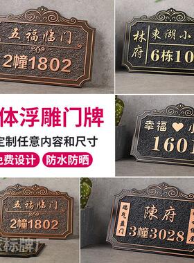 铝合金门牌号码牌家用创意个性定制高级感家庭入户门别墅标识牌订