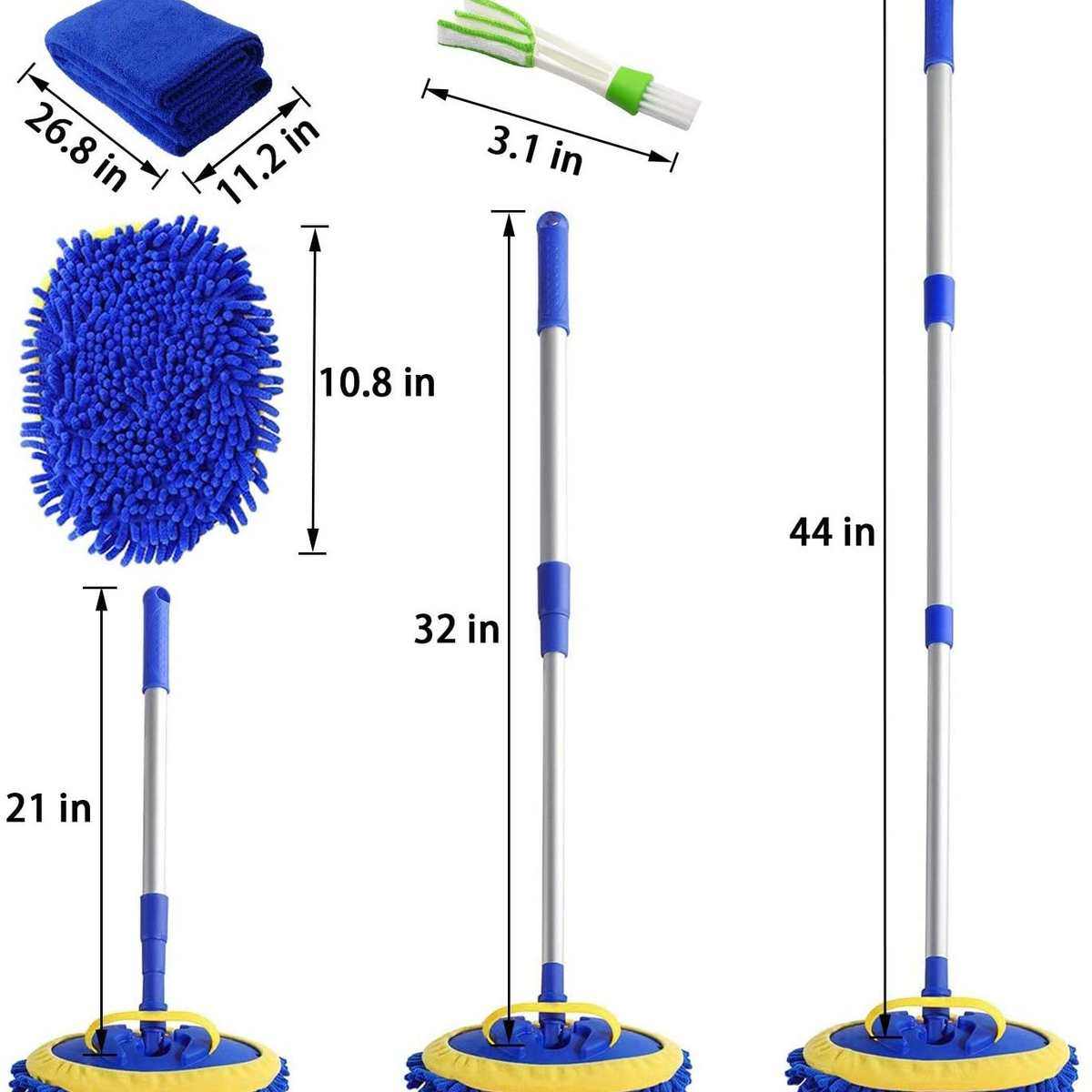 4件套2合1洗车拖把套件细纤维洗车拖把手套45“铝合金长柄,汽车用品/电子/清洗/改装,车刷,淘宝优惠券,粉丝福利购,淘宝优惠卷